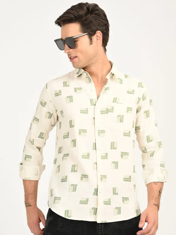 Green_Premium_Pure_Cotton_Printed_Shirt_For_Men