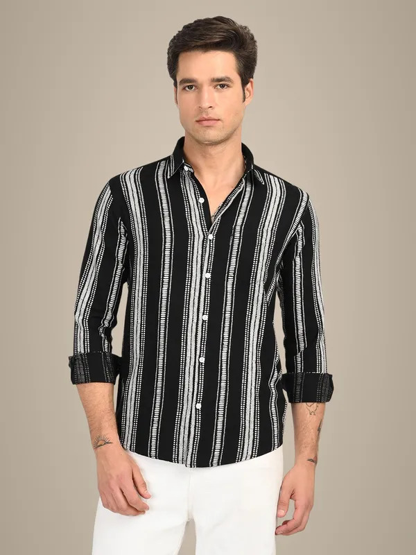 Black_Premium_Pure_Cotton_Printed_Shirt_For_Men