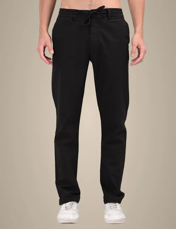 Black_Premium_Linen_Blend_Solid_Joggers_For_Men