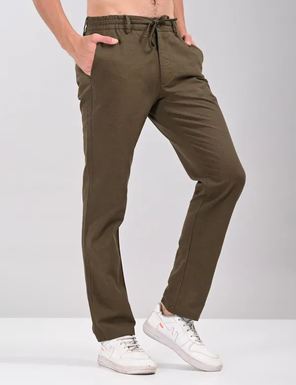 Dark_Green_Premium_Linen_Blend_Solid_Joggers_For_Men
