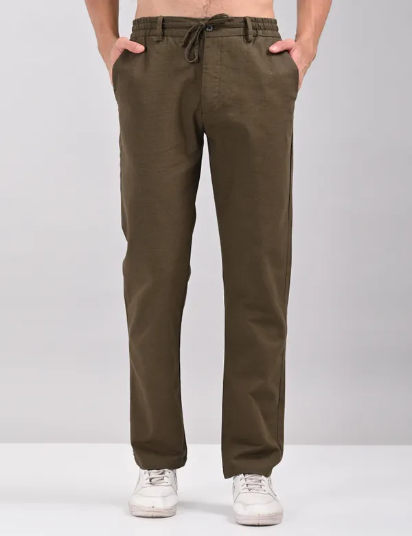Dark_Green_Premium_Linen_Blend_Solid_Joggers_For_Men