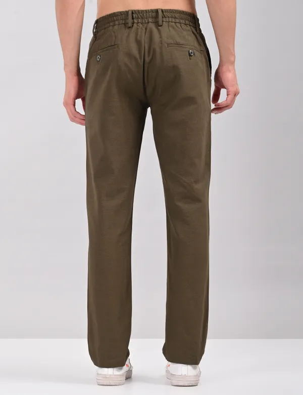 Dark_Green_Premium_Linen_Blend_Solid_Joggers_For_Men