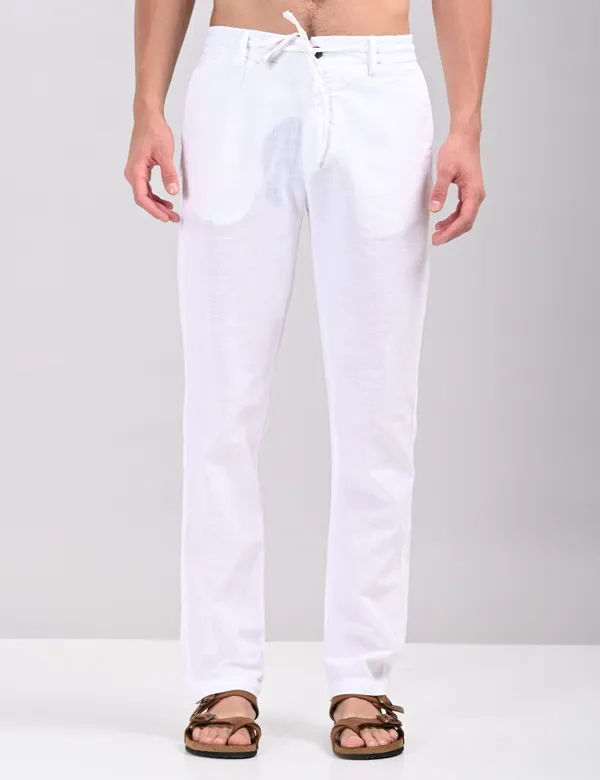 White_Premium_Linen_Blend_Solid_Joggers_For_Men