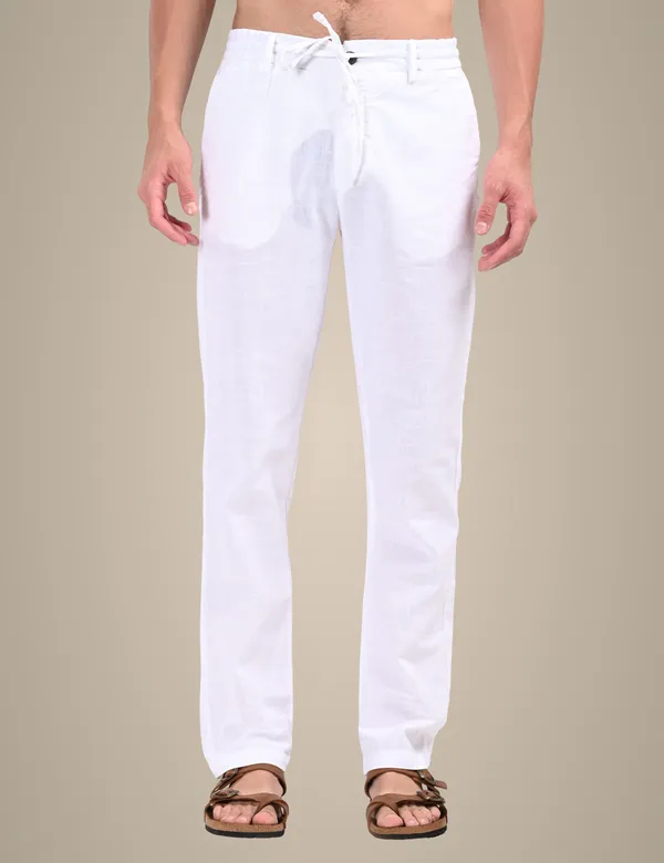 White_Premium_Linen_Blend_Solid_Joggers_For_Men