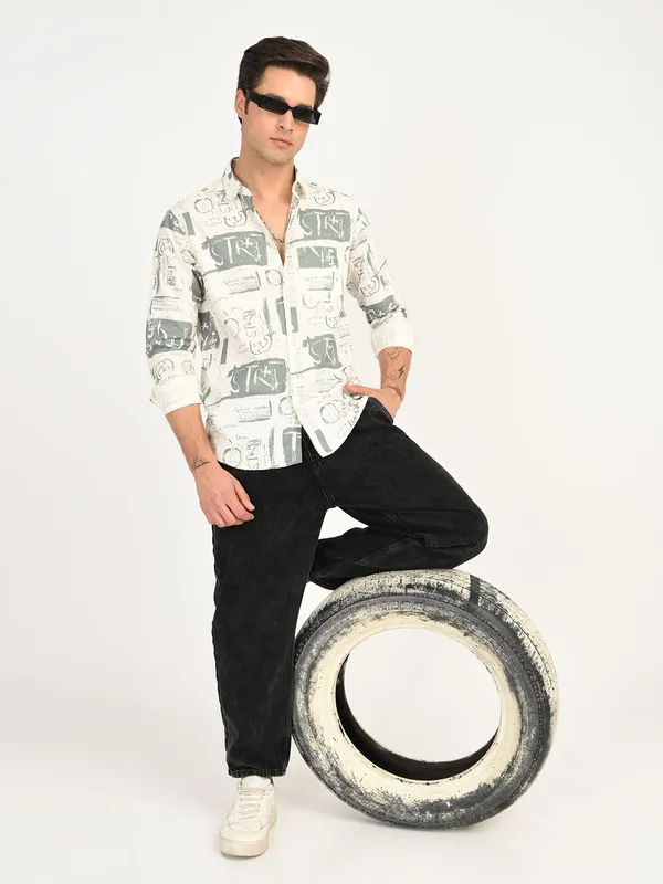Green_Premium_Pure_Cotton_Printed_Shirt_For_Men