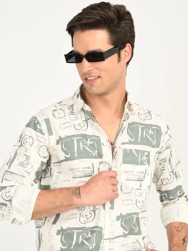 Green_Premium_Pure_Cotton_Printed_Shirt_For_Men