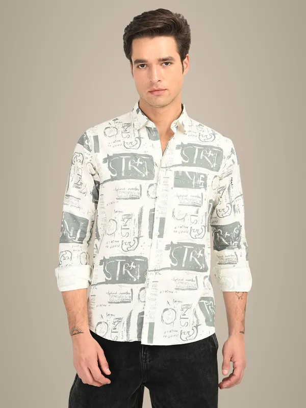 Green_Premium_Pure_Cotton_Printed_Shirt_For_Men