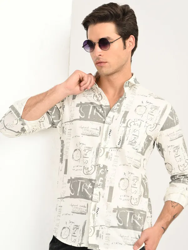 Grey_Premium_Pure_Cotton_Printed_Shirt_For_Men