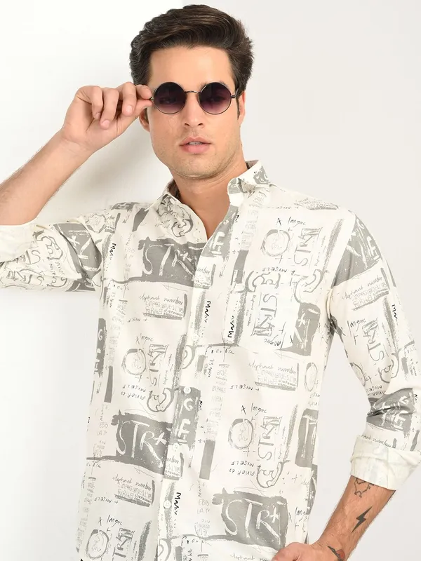 Grey_Premium_Pure_Cotton_Printed_Shirt_For_Men