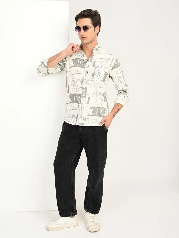 Grey_Premium_Pure_Cotton_Printed_Shirt_For_Men