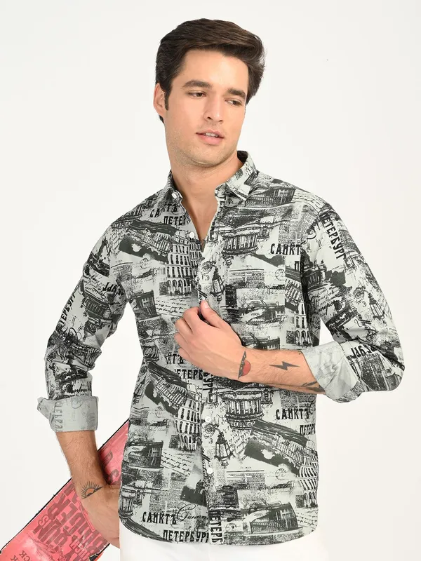 Black_Premium_Pure_Cotton_Printed_Shirt_For_Men