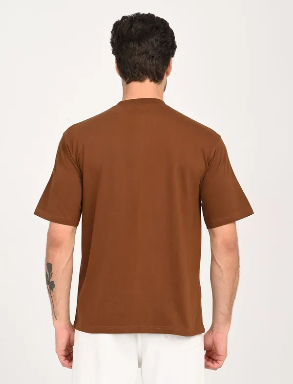 Brown_Premium_Pure_Cotton_Solid_T-Shirt_For_Men