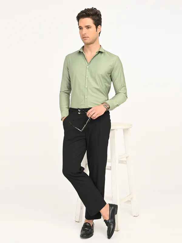 Bottle_Green_Premium_Cotton_Blend_Checkered_Shirt_For_Men