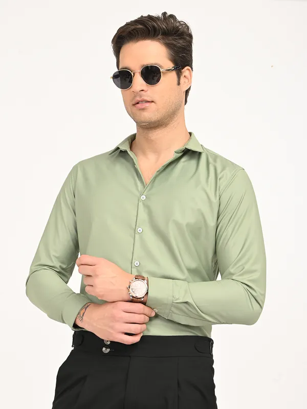 Bottle_Green_Premium_Cotton_Blend_Checkered_Shirt_For_Men