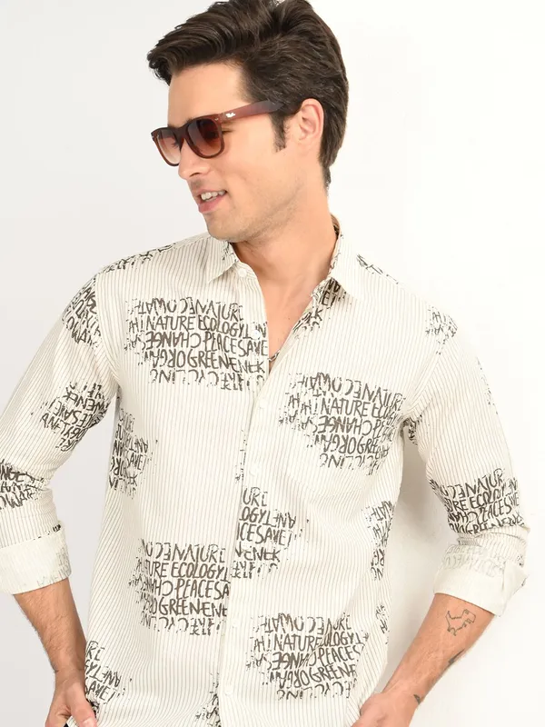 Beige_Premium_Pure_Cotton_Printed_Shirt_For_Men