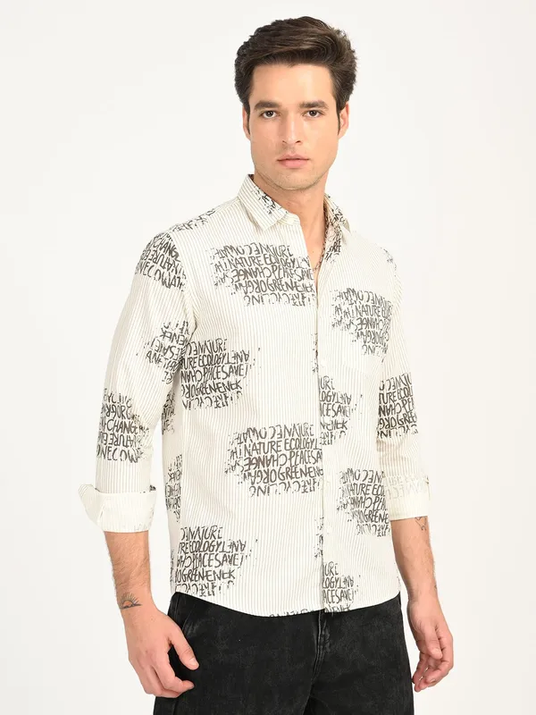 Beige_Premium_Pure_Cotton_Printed_Shirt_For_Men