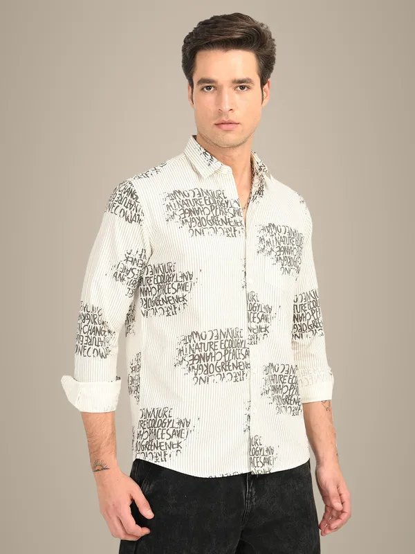 Beige_Premium_Pure_Cotton_Printed_Shirt_For_Men