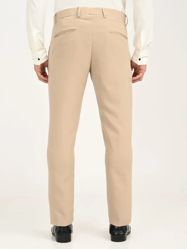 Beige_Premium_Lycra_Blend_Solid_Casual_Trousers_For_Men