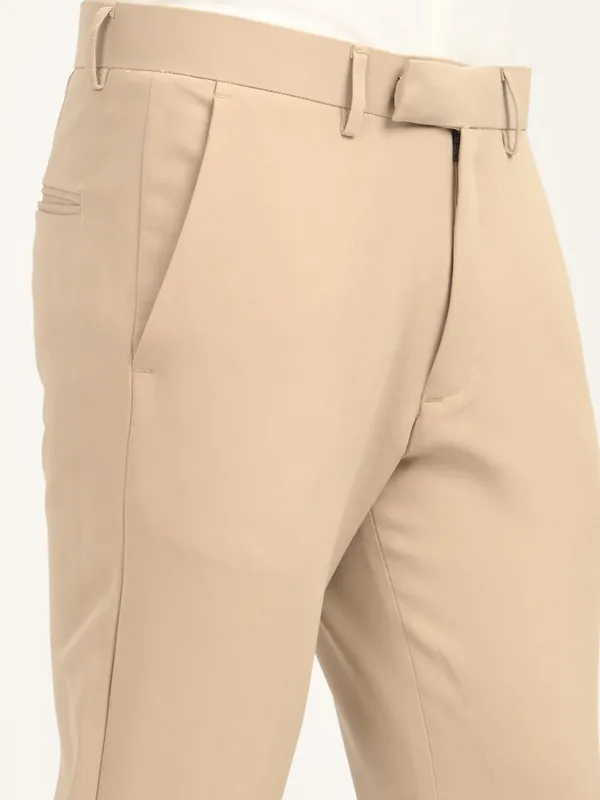Beige_Premium_Lycra_Blend_Solid_Casual_Trousers_For_Men