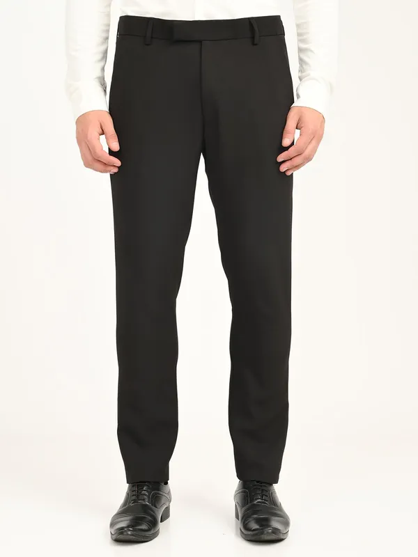 Black_Premium_Lycra_Blend_Solid_Casual_Trousers_For_Men
