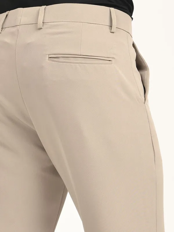 Cream_Premium_Lycra_Blend_Solid_Casual_Trousers_For_Men