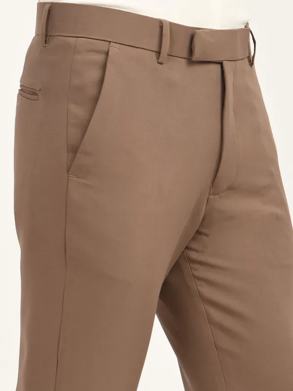 Khaki_Premium_Lycra_Blend_Solid_Casual_Trousers_For_Men