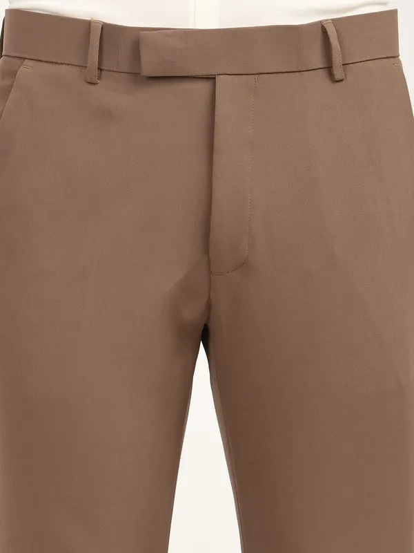 Khaki_Premium_Lycra_Blend_Solid_Casual_Trousers_For_Men