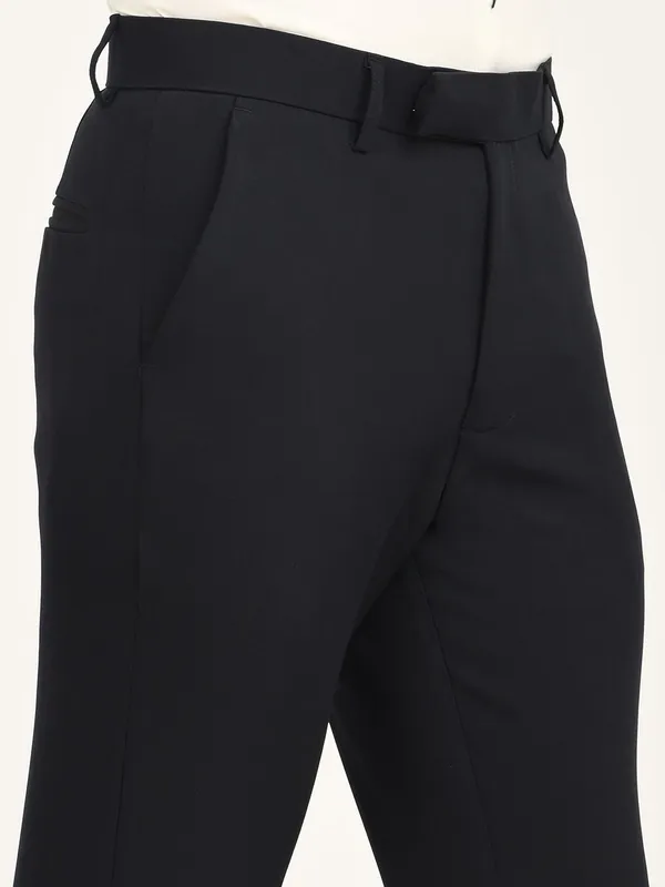 Dark_Blue_Premium_Lycra_Blend_Solid_Casual_Trousers_For_Men