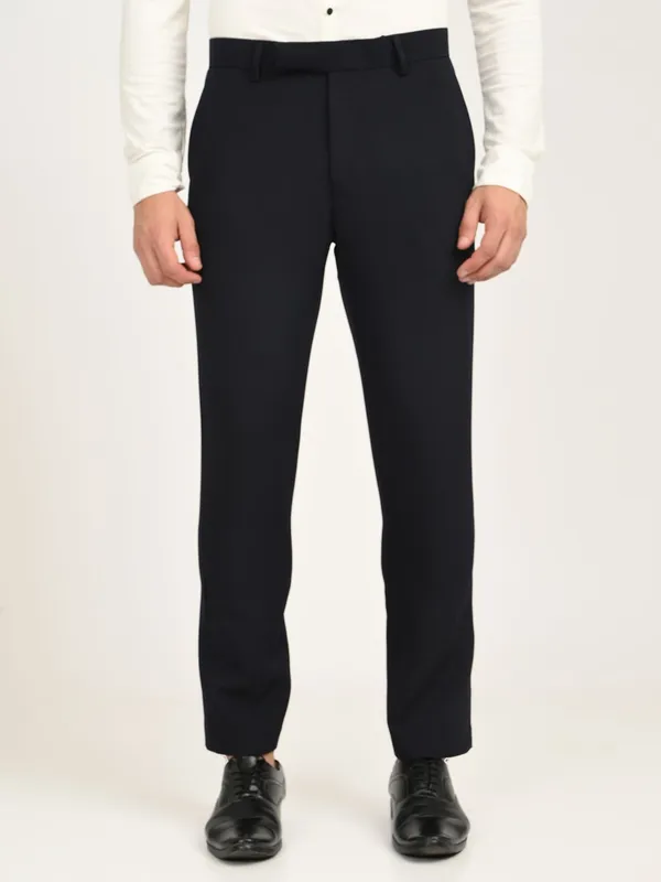 Dark_Blue_Premium_Lycra_Blend_Solid_Casual_Trousers_For_Men