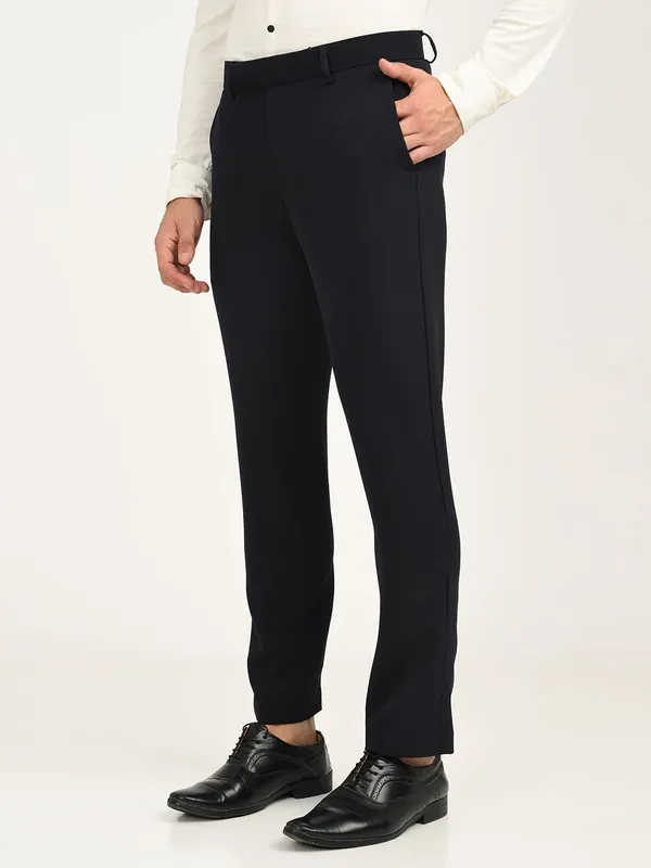 Dark_Blue_Premium_Lycra_Blend_Solid_Casual_Trousers_For_Men