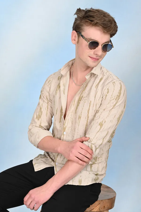 Beige_Premium_Viscose_Rayon_Printed_Shirt_For_Men