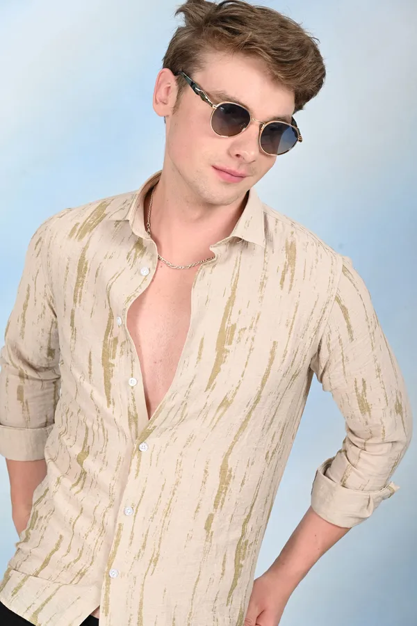 Beige_Premium_Viscose_Rayon_Printed_Shirt_For_Men