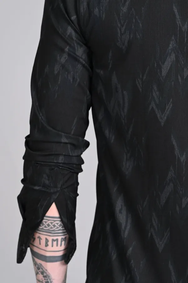Black_Premium_Corduroy_Printed_Shirt_For_Men