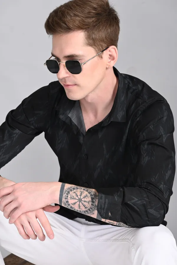 Black_Premium_Corduroy_Printed_Shirt_For_Men