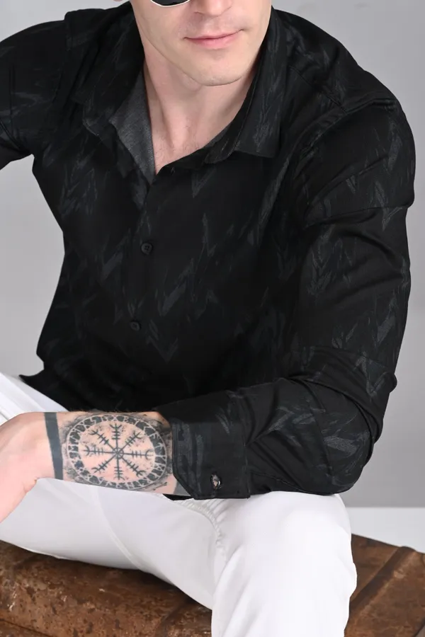 Black_Premium_Corduroy_Printed_Shirt_For_Men