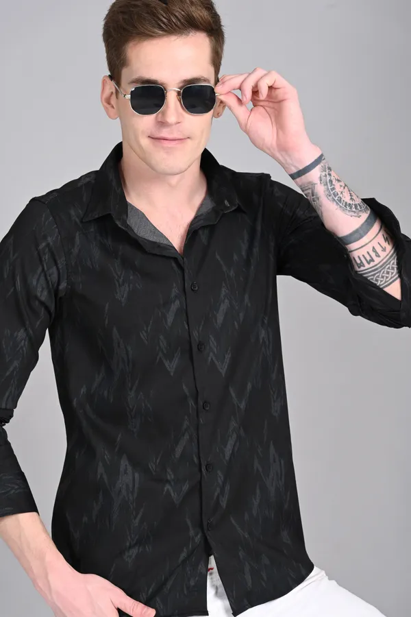 Black_Premium_Corduroy_Printed_Shirt_For_Men