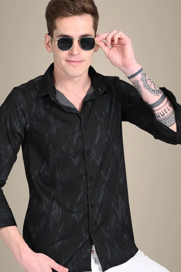 Black_Premium_Corduroy_Printed_Shirt_For_Men