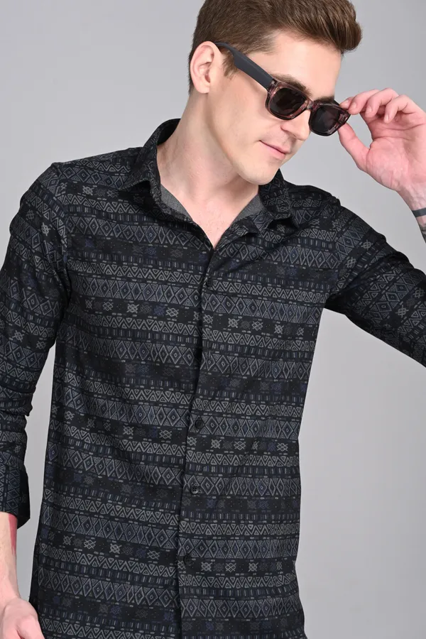 Black_Premium_Corduroy_Printed_Shirt_For_Men