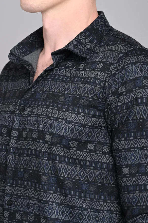 Black_Premium_Corduroy_Printed_Shirt_For_Men