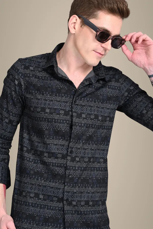 Black_Premium_Corduroy_Printed_Shirt_For_Men