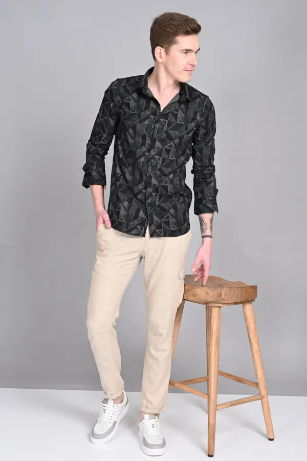 Silver_&_Black_Premium_Corduroy_Printed_Shirt_For_Men