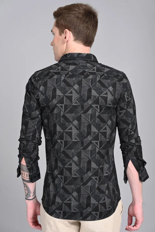 Silver_&_Black_Premium_Corduroy_Printed_Shirt_For_Men