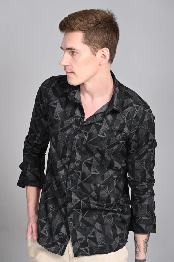 Silver_&_Black_Premium_Corduroy_Printed_Shirt_For_Men