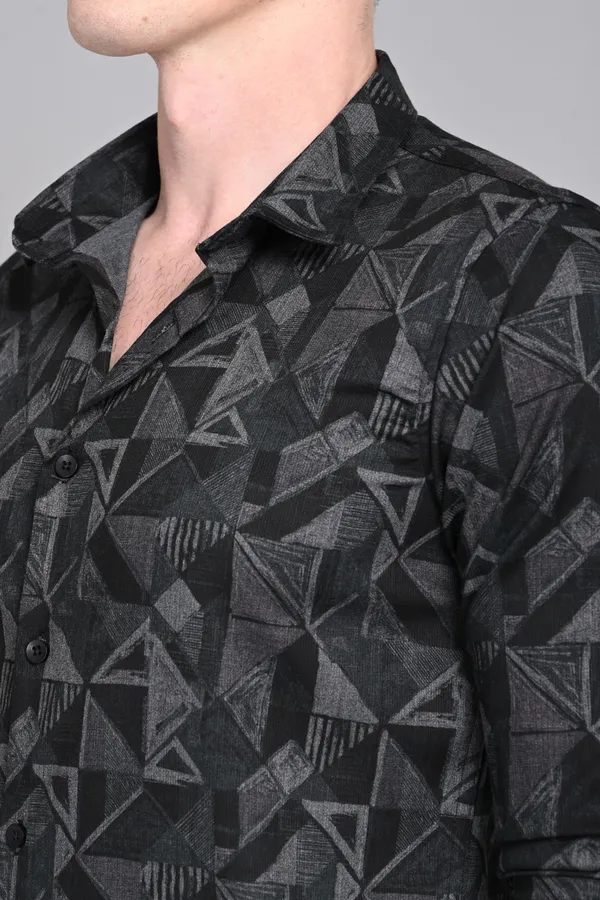 Silver_&_Black_Premium_Corduroy_Printed_Shirt_For_Men
