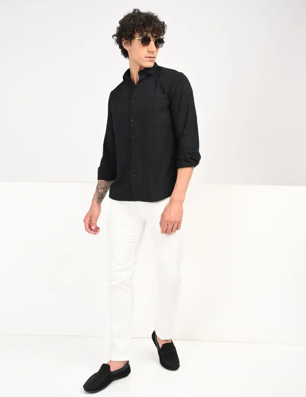 Black_Premium_Cotton_Blend_Striped_Shirt_For_Men