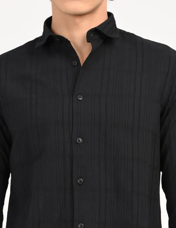 Black_Premium_Cotton_Blend_Striped_Shirt_For_Men