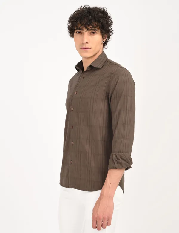 Brown_Premium_Cotton_Blend_Checkered_Shirt_For_Men