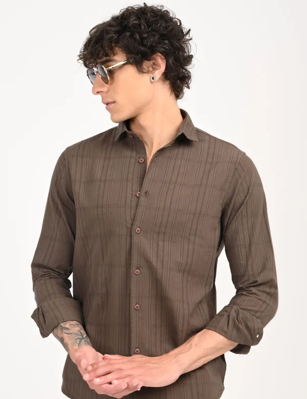 Brown_Premium_Cotton_Blend_Checkered_Shirt_For_Men