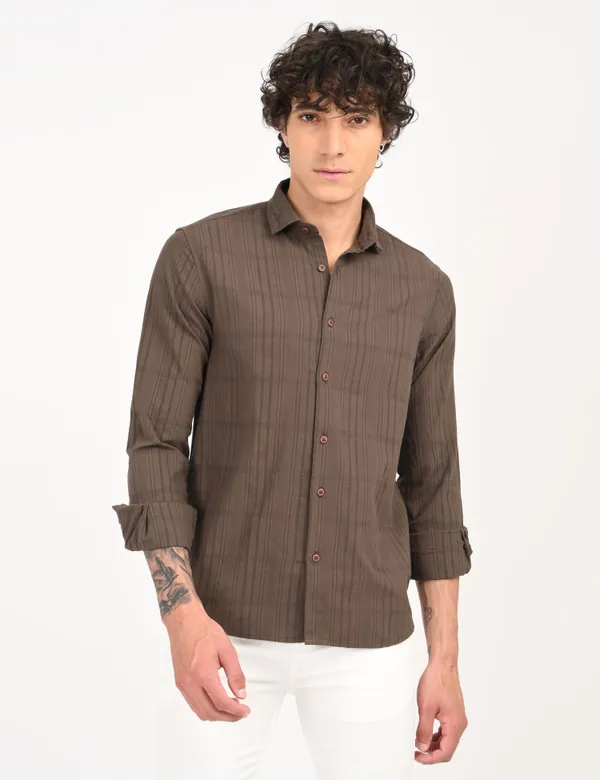 Brown_Premium_Cotton_Blend_Checkered_Shirt_For_Men