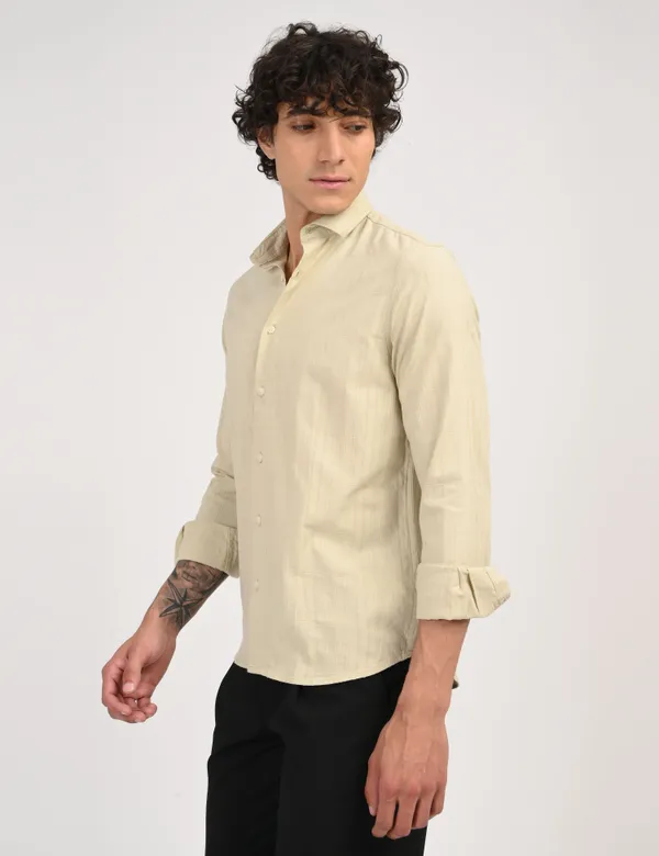 Beige_Premium_Cotton_Blend_Solid_Shirt_For_Men